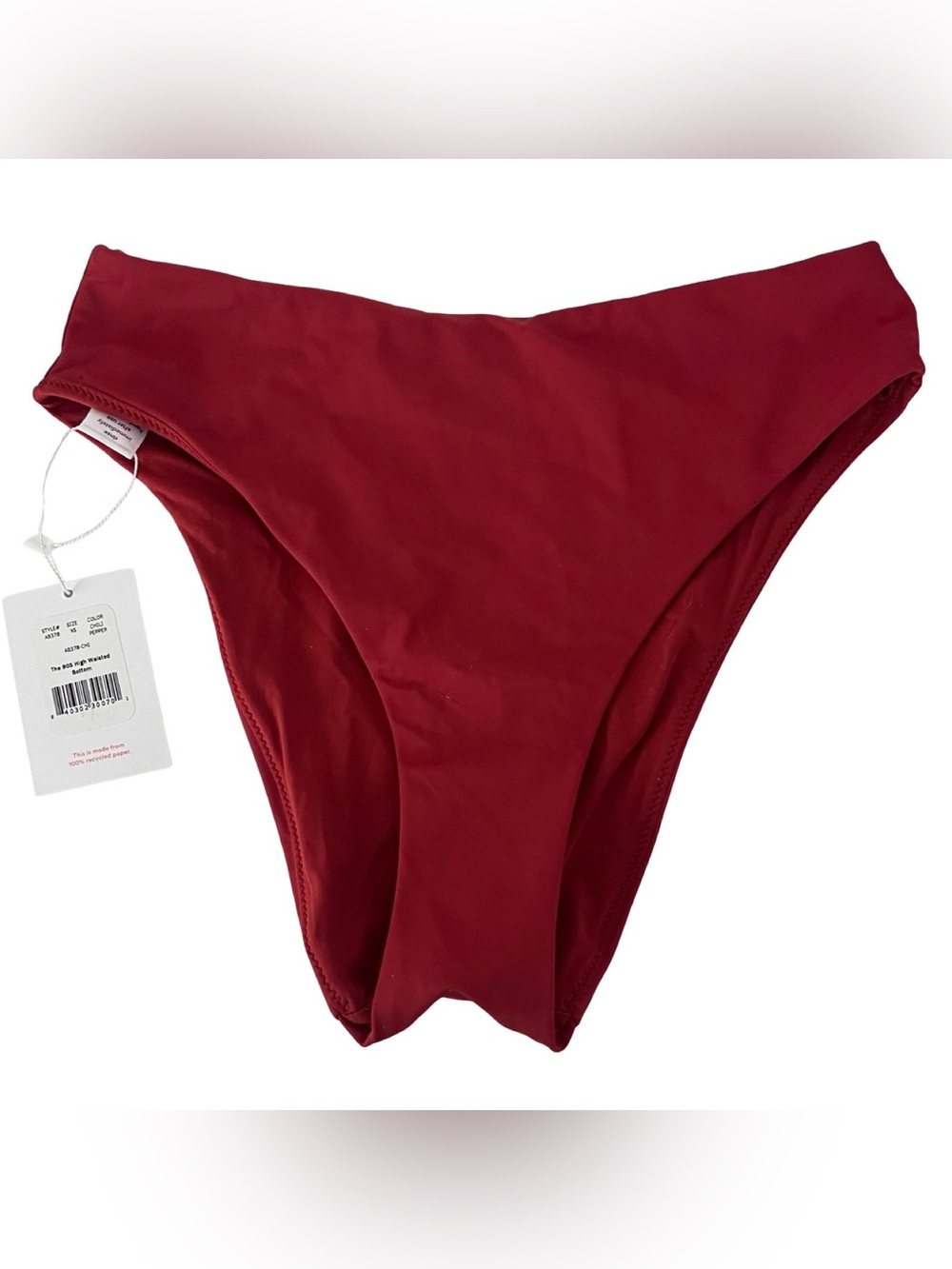 Andie The 90s High Waisted Bikini Bottom XS Chili Pepper Red NWT
